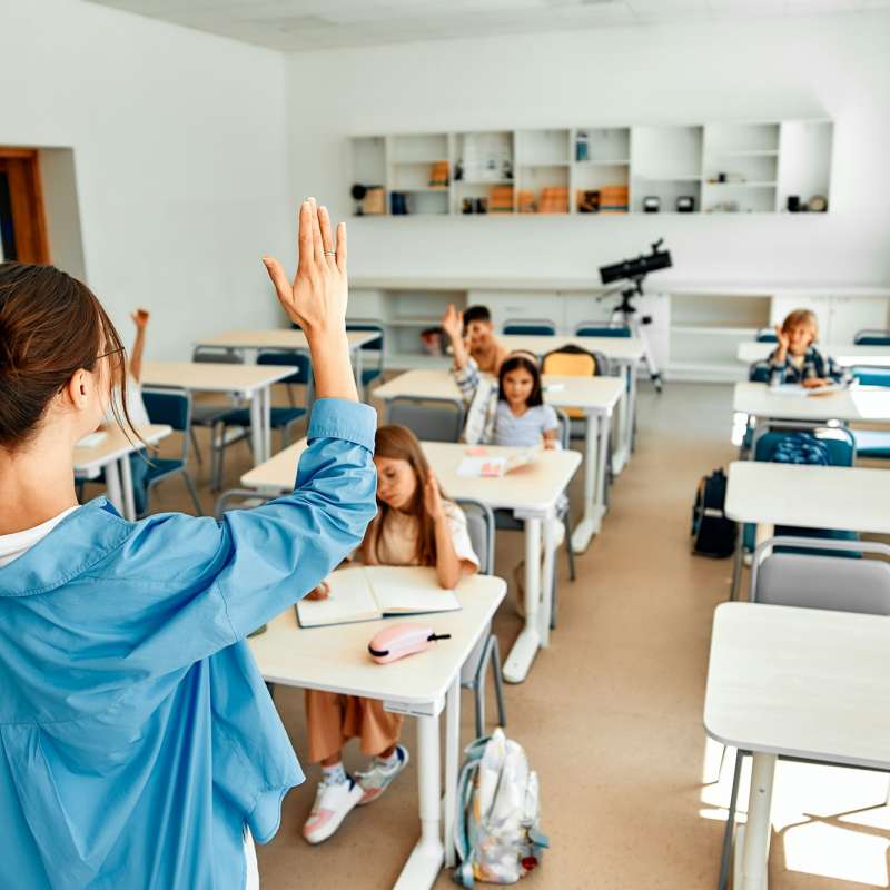 Children learning in a school classroom